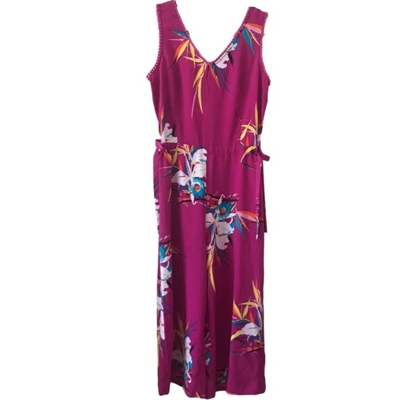 JASMINE & JULIANA Floral Pink Fucsia Romper Birds of Paradise Jumpsuit - Picture 1 of 8